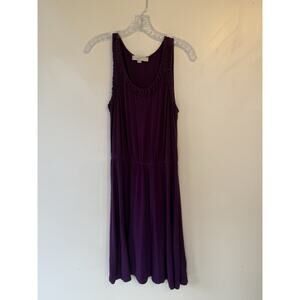 LOFT Purple Ruffle Strappy Sleeveless Scoop Neck Knee Length A-Line Dress M